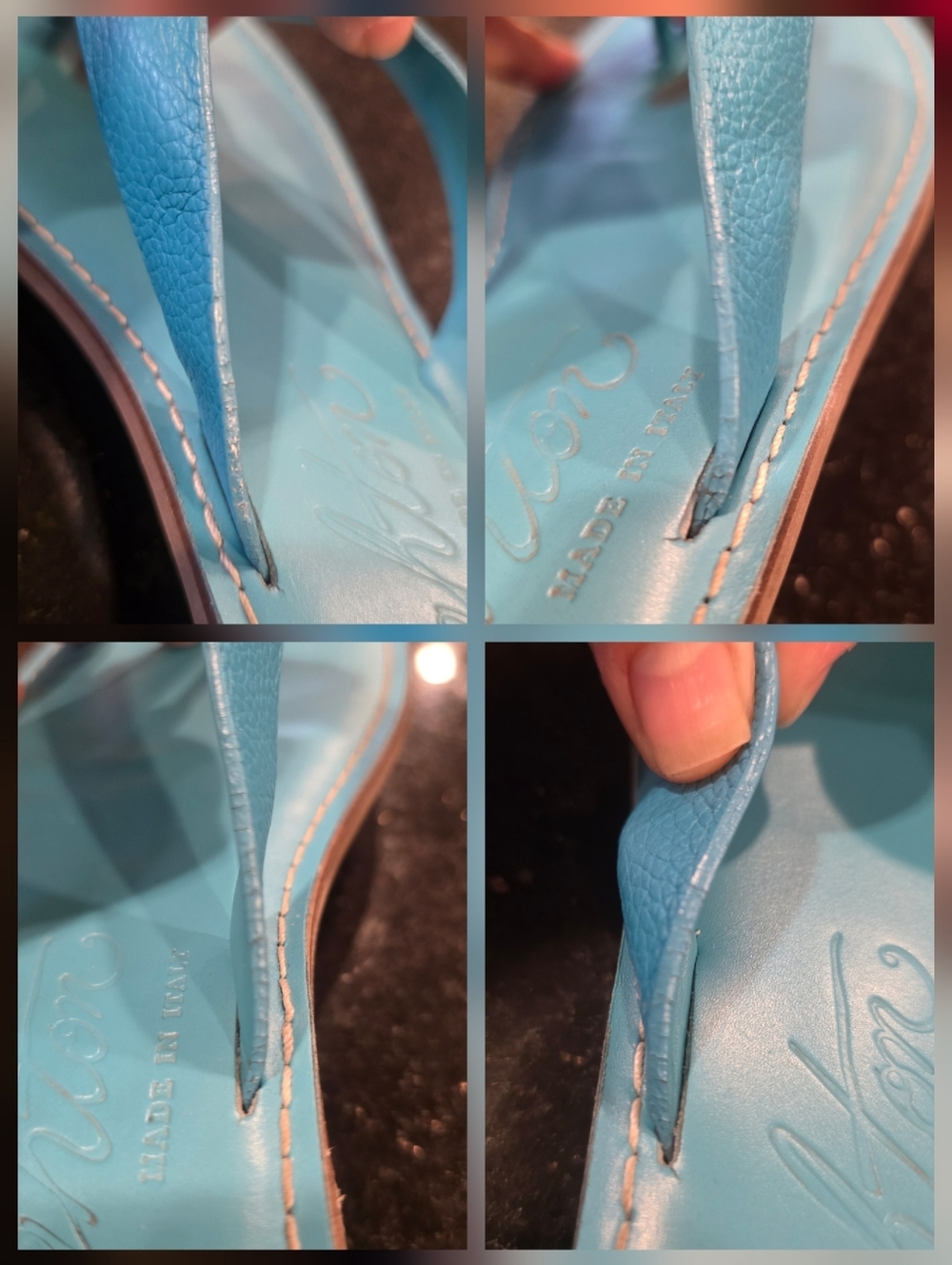 Brighton Alice Ferrara Turquoise Blue Leather Silver Medallion Thong Sandals Sz9 - Picture 9 of 9
